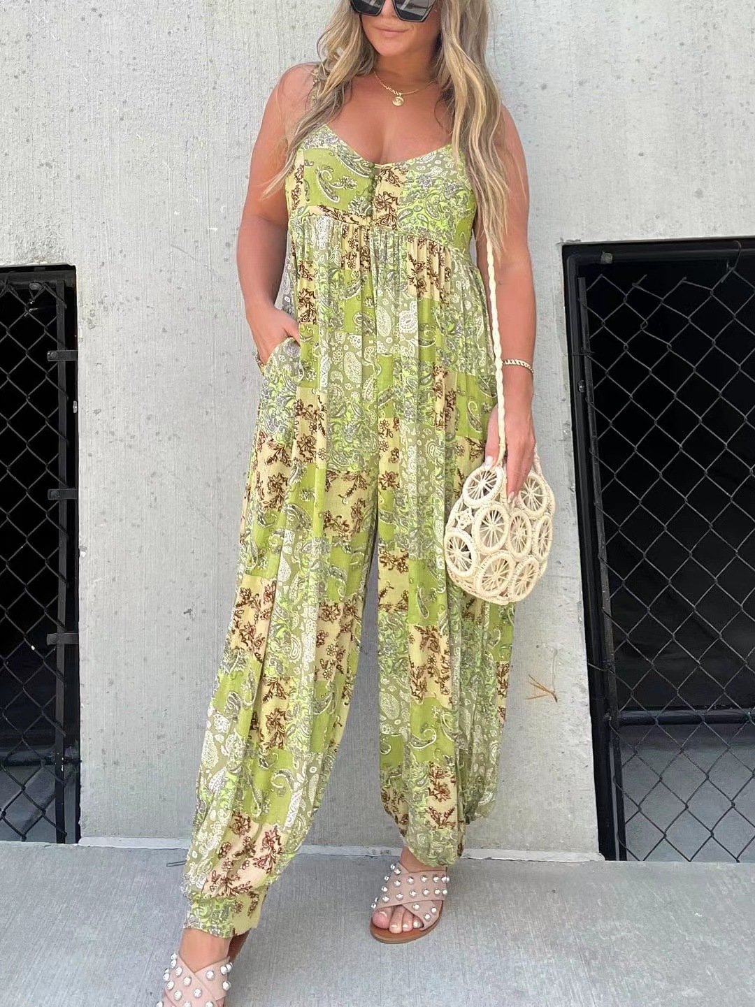 Patchwork Print 💁♀️ Luźny kombinezon Cooper Jumpsuit