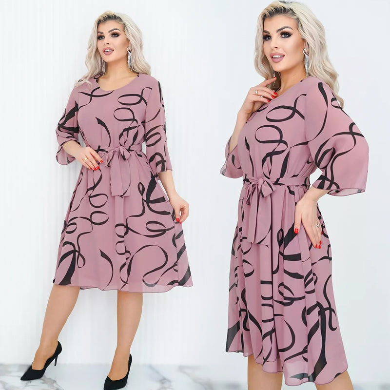 2025🌸Elegancka luźna sukienka midi z marszczonymi rękawami
