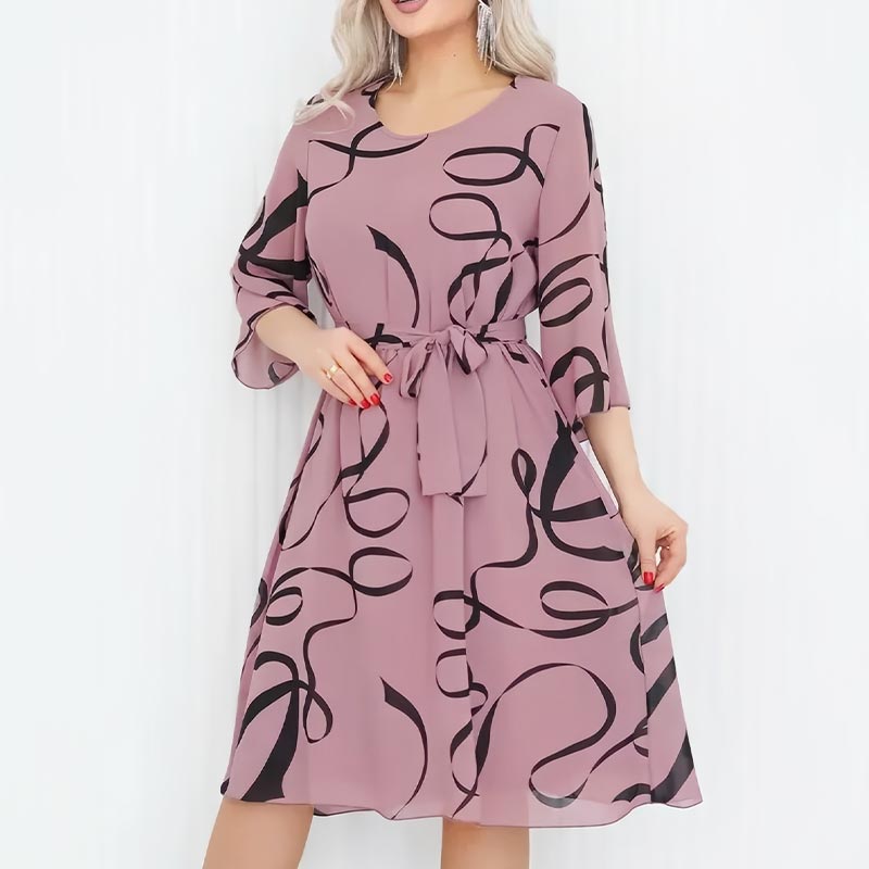 🌸2025🌸Elegancka luźna sukienka midi z marszczonymi rękawami