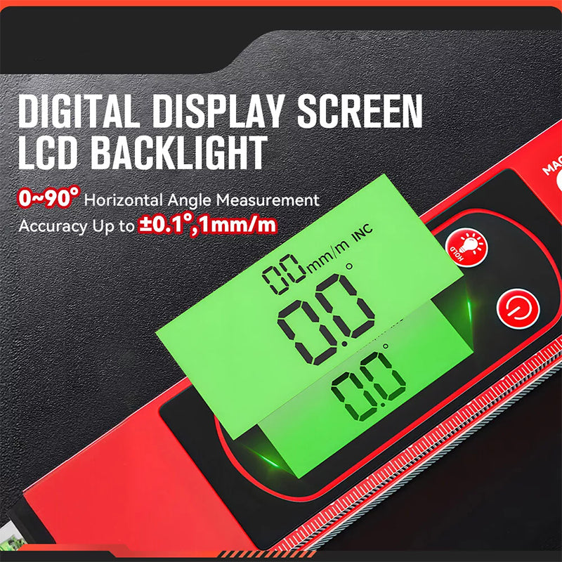 💢 Wielofunkcyjna poziomica magnetyczna o wysokiej precyzji z cyfrowym wyświetlaczem LCD