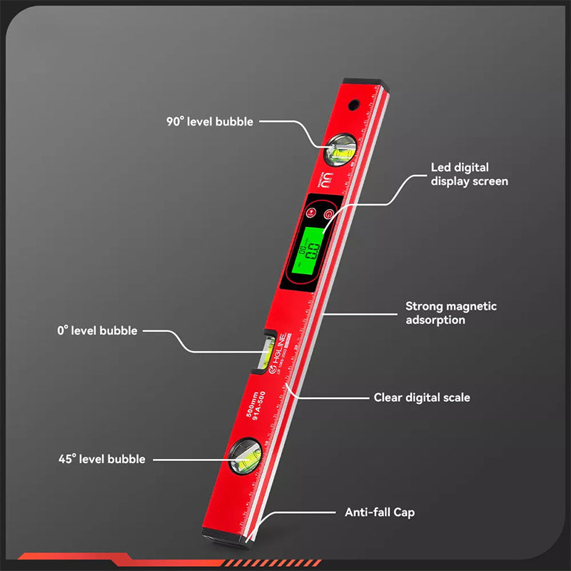 💢 Wielofunkcyjna poziomica magnetyczna o wysokiej precyzji z cyfrowym wyświetlaczem LCD