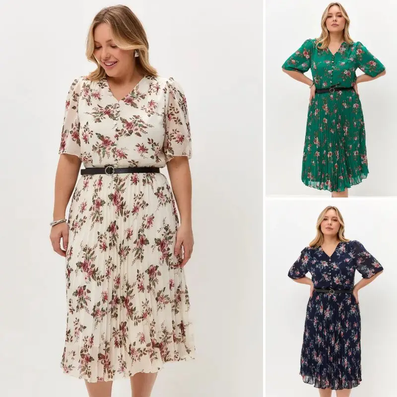 💃Elegancka szyfonowa plisowana spódnica w kwiaty🌸