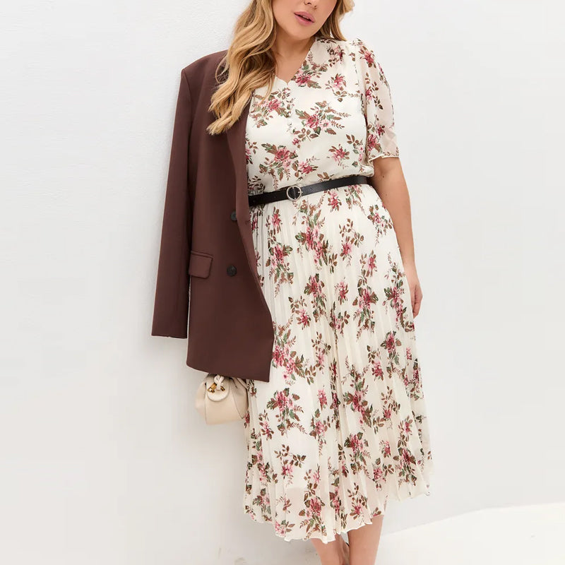 💃Elegancka szyfonowa plisowana spódnica w kwiaty🌸