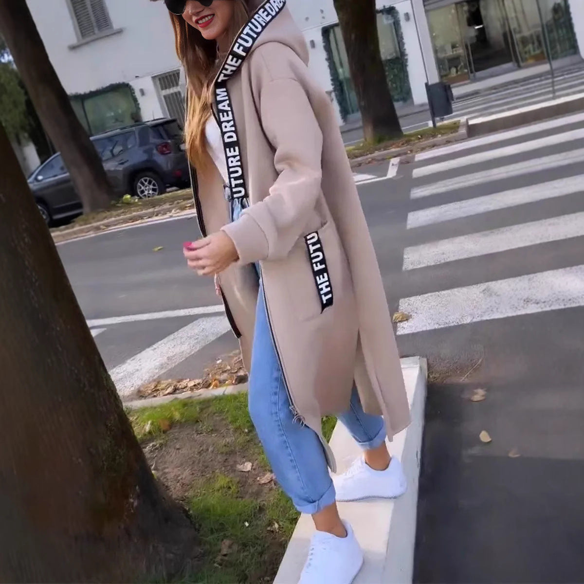 🍂Długa bluza damska z kapturem