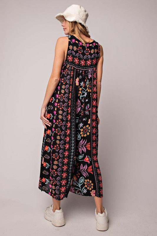 【M-4XL】💟Luźny kombinezon bez rękawów w kwiaty w stylu vintage
