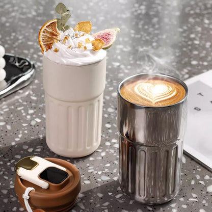 【🎅Świąteczna oferta przedsprzedaży】☕Kubek termiczny do kawy ze wskaźnikiem temperatury😍