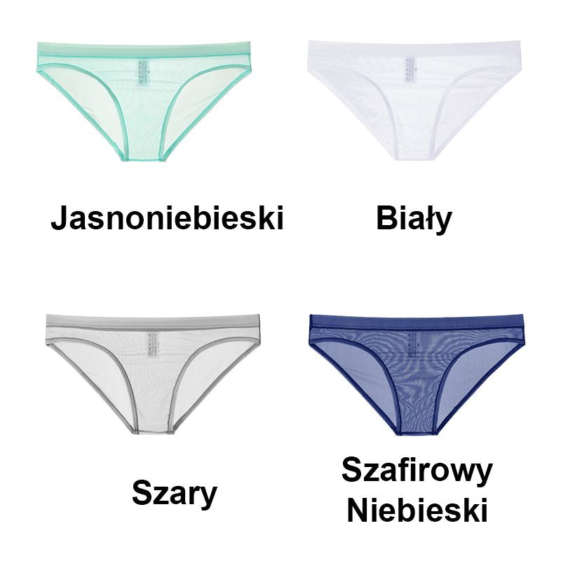 Męskie bezszwowe, ultracienkie, przezroczyste, seksowne slipy z jedwabiu lodowego