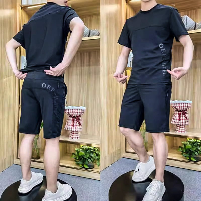 👕 Męski 2-częściowy zestaw z krótkim rękawem i szortami