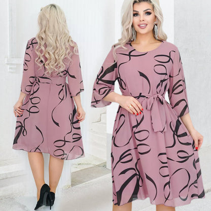 2025🌸Elegancka luźna sukienka midi z marszczonymi rękawami