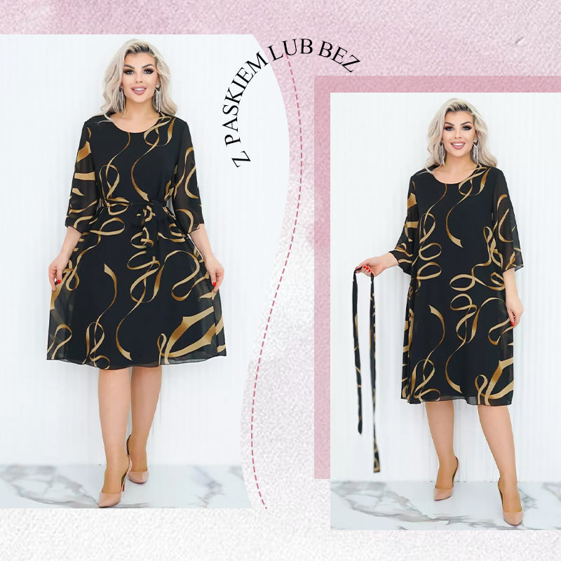 2025🌸Elegancka luźna sukienka midi z marszczonymi rękawami
