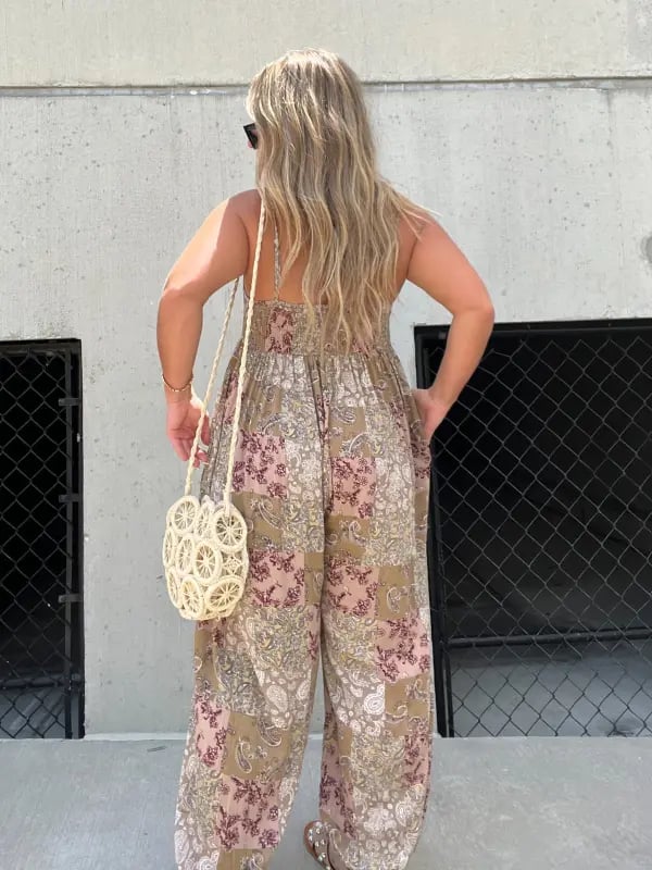 Patchwork Print 💁‍♀️ Luźny kombinezon Cooper Jumpsuit