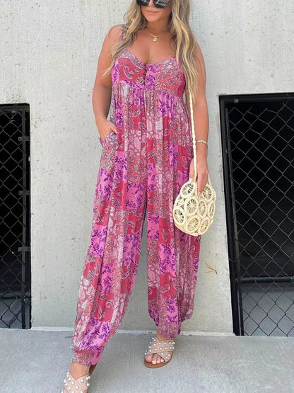 Patchwork Print 💁‍♀️ Luźny kombinezon Cooper Jumpsuit