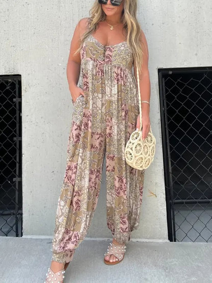 Patchwork Print 💁‍♀️ Luźny kombinezon Cooper Jumpsuit