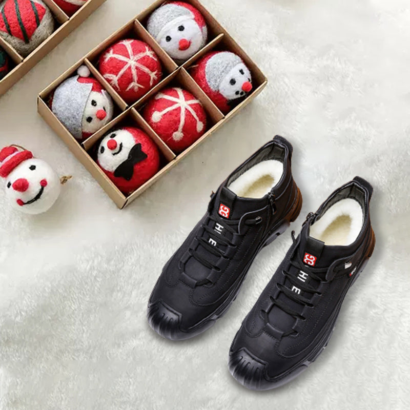 🎁[Zimowy prezent] Męskie skórzane trampki ze sztuczną wełnianą podszewką