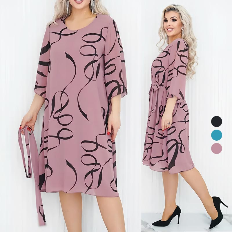 🌸2025🌸Elegancka luźna sukienka midi z marszczonymi rękawami
