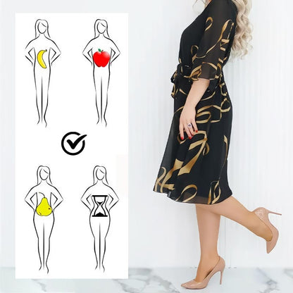 🌸2025🌸Elegancka luźna sukienka midi z marszczonymi rękawami