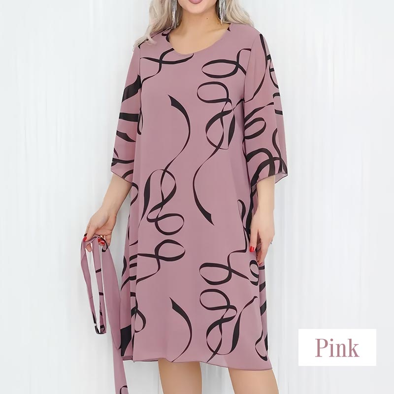 🌸2025🌸Elegancka luźna sukienka midi z marszczonymi rękawami
