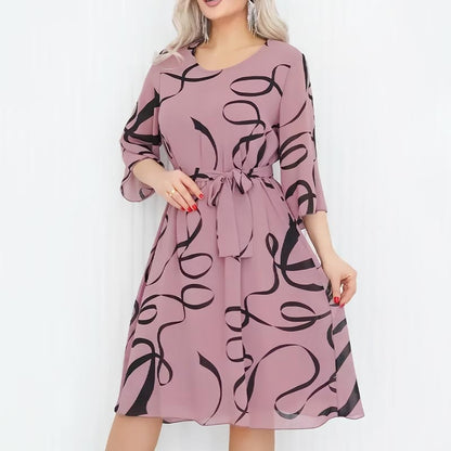 🌷Elegancka luźna sukienka midi z marszczonymi rękawami
