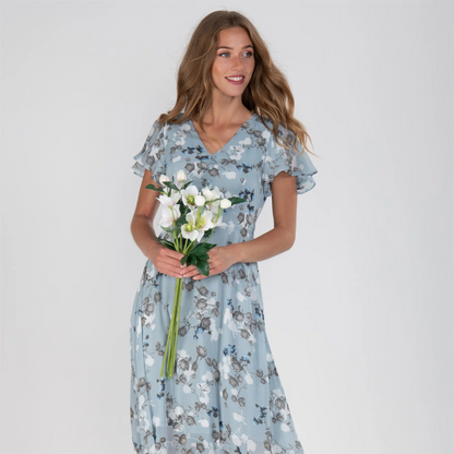 🔥👗Eleganckie szyfonowe sukienki z krótkim rękawem w kwiaty
