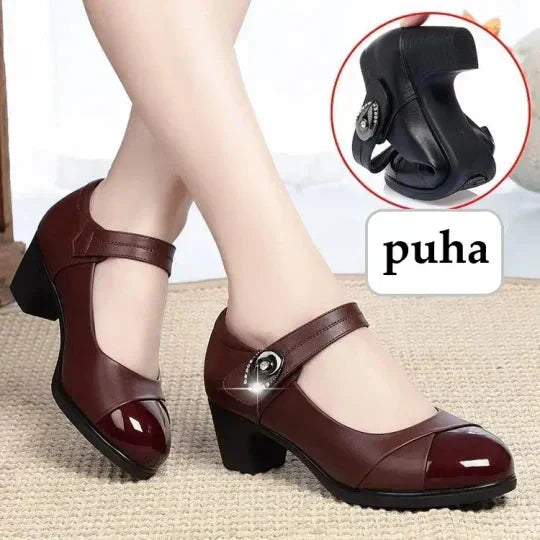 👢Skórzane czółenka Mary Jane na średnim obcasie w stylu vintage