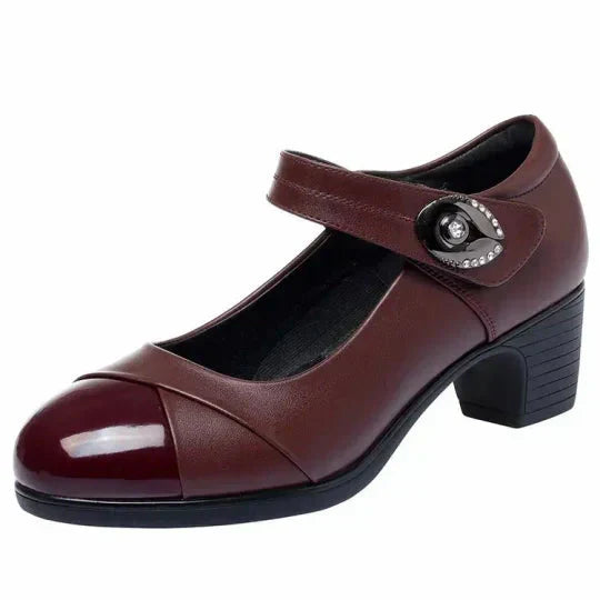 👢Skórzane czółenka Mary Jane na średnim obcasie w stylu vintage