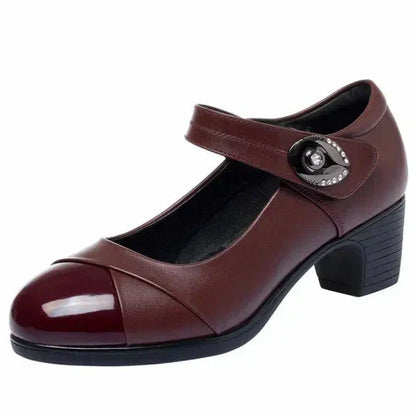👢Skórzane czółenka Mary Jane na średnim obcasie w stylu vintage