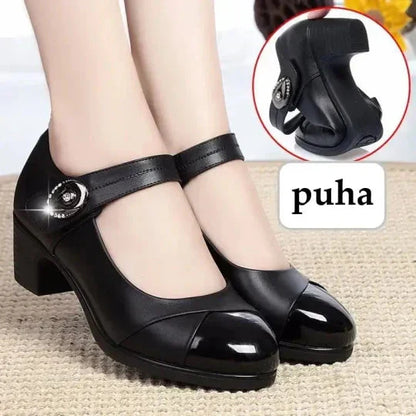 👢Skórzane czółenka Mary Jane na średnim obcasie w stylu vintage