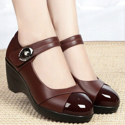 👢Skórzane czółenka Mary Jane na średnim obcasie w stylu vintage