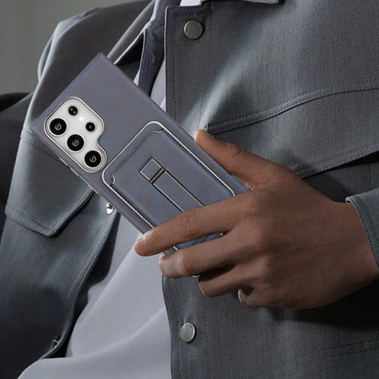 Samsung S23-S25 Oryginalne skórzane etui na telefon Magnetyczne etui na karty + Ukryta podstawka