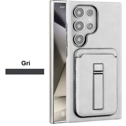 Samsung S23-S25 Oryginalne skórzane etui na telefon Magnetyczne etui na karty + Ukryta podstawka