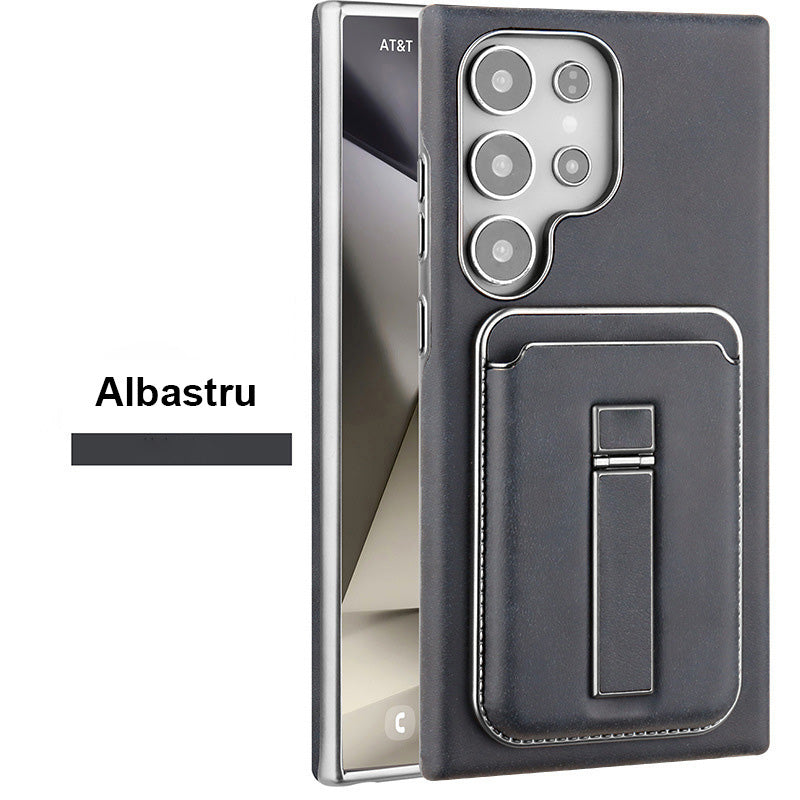 Samsung S23-S25 Oryginalne skórzane etui na telefon Magnetyczne etui na karty + Ukryta podstawka