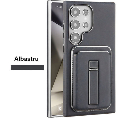 Samsung S23-S25 Oryginalne skórzane etui na telefon Magnetyczne etui na karty + Ukryta podstawka