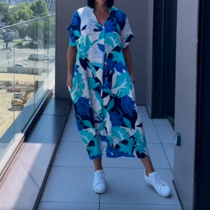 🌿Elegancka sukienka damska z nadrukiem i dekoltem w serek