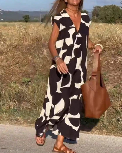 💕Sukienka z nadrukiem z dekoltem w szpic👗