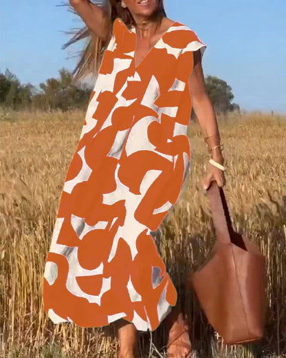 💕Sukienka z nadrukiem z dekoltem w szpic👗