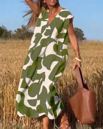 💕Sukienka z nadrukiem z dekoltem w szpic👗