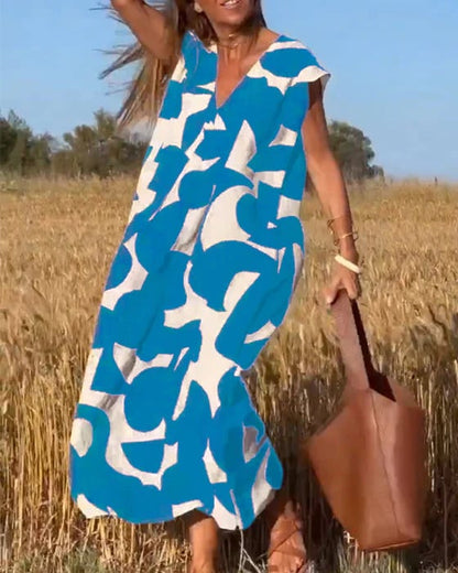 💕Sukienka z nadrukiem z dekoltem w szpic👗
