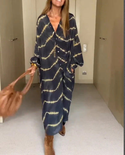 Sukienka Boho Stripe z długim rękawem