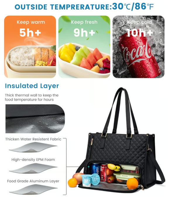 🔥Damska torba na lunch Bento 3 w 1🎁Bezpłatny pasujący portfel ⏰