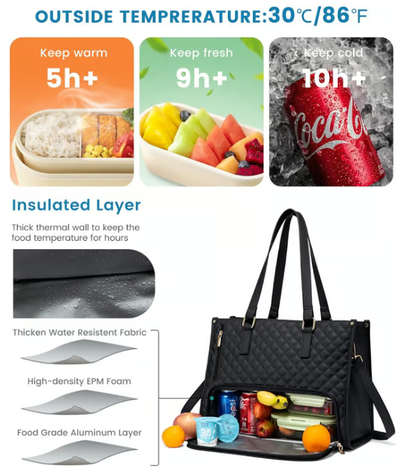 🔥Damska torba na lunch Bento 3 w 1🎁Bezpłatny pasujący portfel ⏰