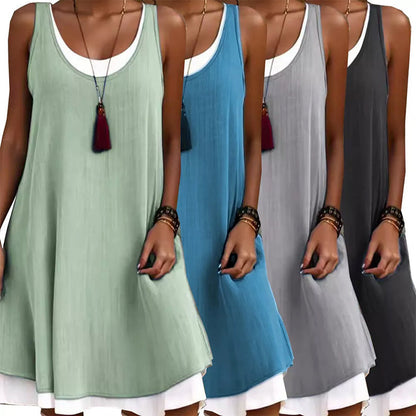 【S-3XL】👗Luźne dwuczęściowe sukienki bez rękawów i ramiączek