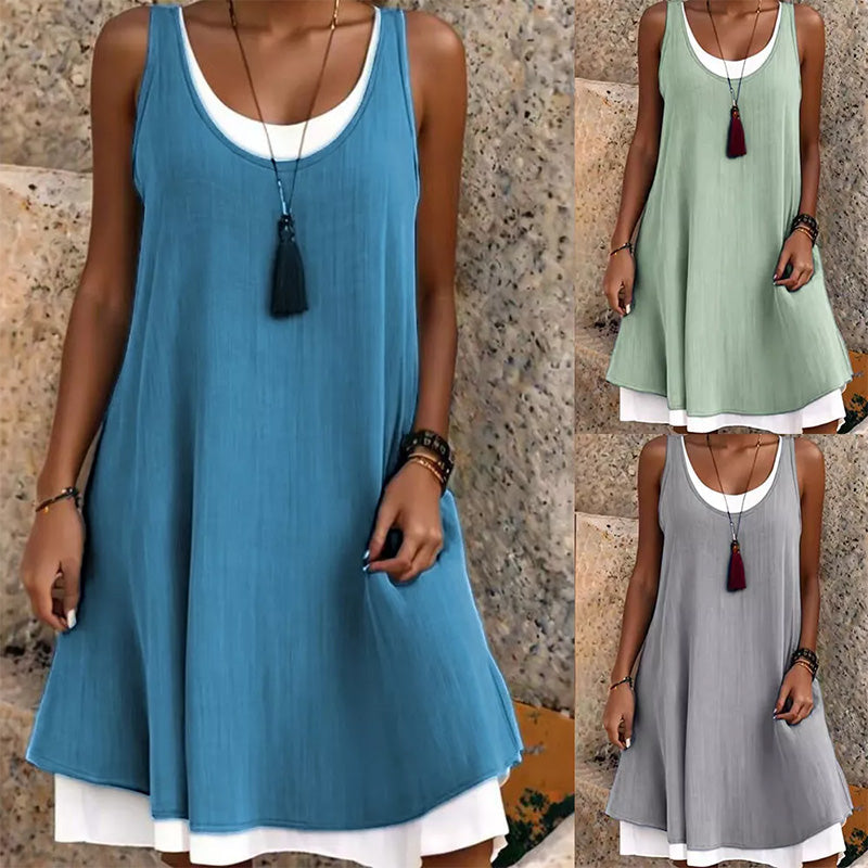 【S-3XL】👗Luźne dwuczęściowe sukienki bez rękawów i ramiączek