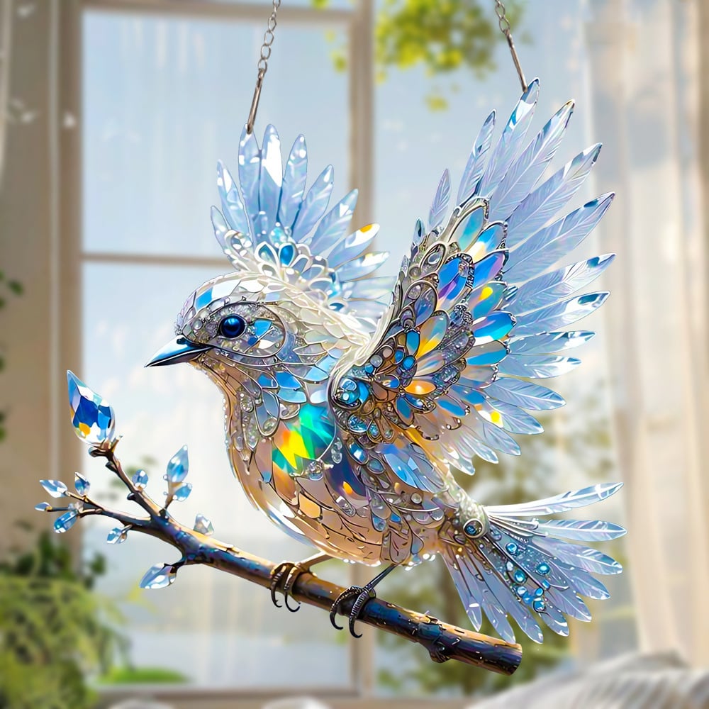 🐦Artystyczna dekoracja w kolorach kryształu – Błękitny Ptaszek