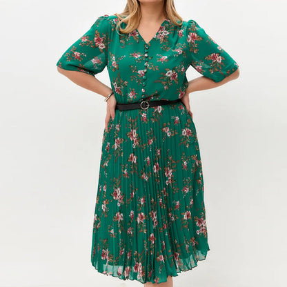 💃Elegancka szyfonowa plisowana spódnica w kwiaty🌸