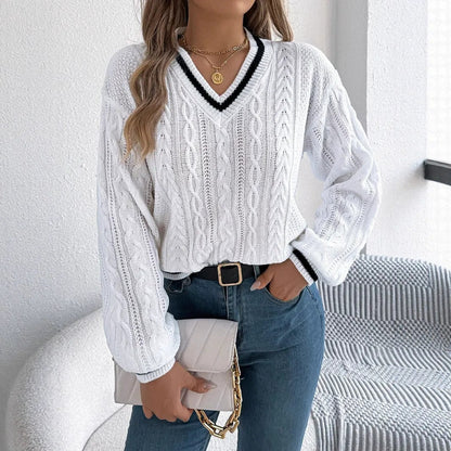 Women’s Long Sleeve V-Neck Knit Sweater
