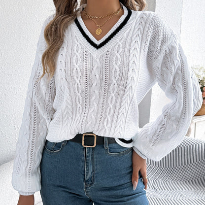 Women’s Long Sleeve V-Neck Knit Sweater