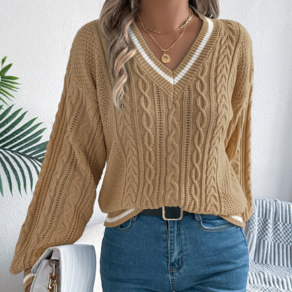 Women’s Long Sleeve V-Neck Knit Sweater