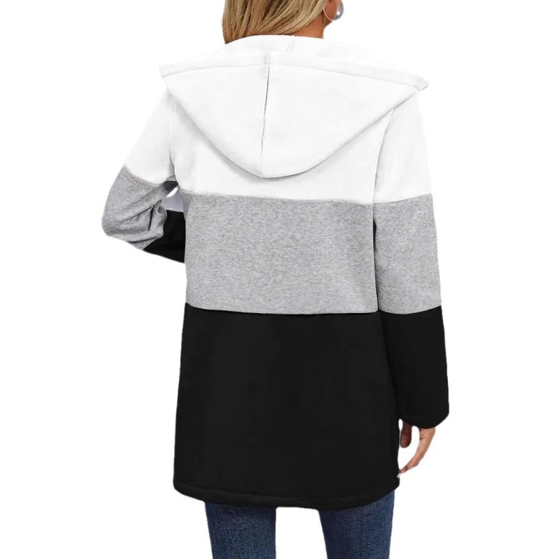 【S-3XL】💖Modny luźny sweter z kapturem w kolorze blokowym