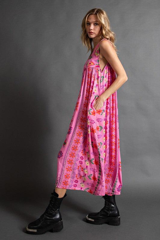 【M-4XL】💟Luźny kombinezon bez rękawów w kwiaty w stylu vintage
