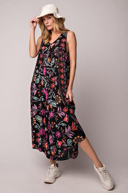 【M-4XL】💟Luźny kombinezon bez rękawów w kwiaty w stylu vintage